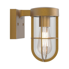 Load image into Gallery viewer, Cabin Outdoor Wall Light in Clear Glass/Antique Brass.