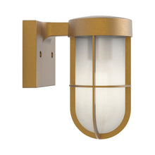 Load image into Gallery viewer, Cabin Outdoor Wall Light in Frosted Glass/Antique Brass.