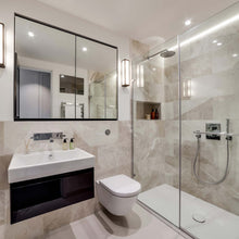 Load image into Gallery viewer, Mashiko Square Wall Light in bathroom.