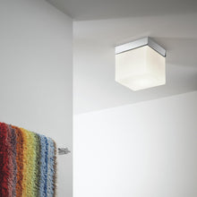 Load image into Gallery viewer, Sabina Square Flush Mount Ceiling Light in bathroom.