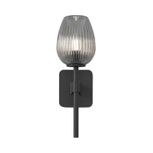 Load image into Gallery viewer, Tacoma Wall Light in Matt Black/Tulip Ribbed Glass (Small).