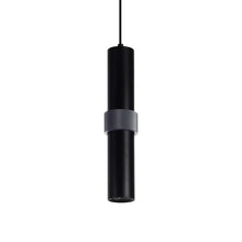 Load image into Gallery viewer, Cicada Band Pendant Light in Black with Dark Grey Knurled Ring.