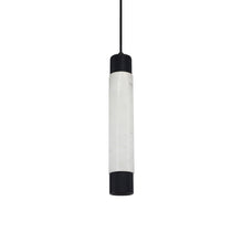Load image into Gallery viewer, Cicada Marble Pendant Light in White Marble with Knurled Accent.