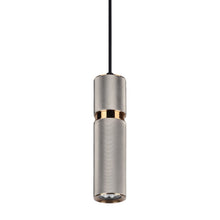 Load image into Gallery viewer, Cicada Pendant Light in Knurled Light Grey with Brass Accents.