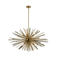 Load image into Gallery viewer, Palisades Avenue Pendant Light in Antique Brass (10-Light).