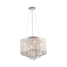Load image into Gallery viewer, Riverside Dr. Drum Pendant Light in Silver Organza Silk (4-Light).