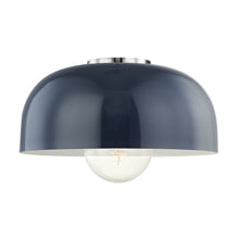 Load image into Gallery viewer, Avery 1-Light Semi-Flush Mount Ceiling Light in Polished Nickel / Navy/Large.