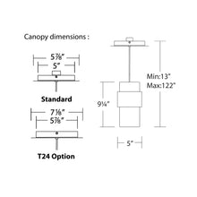 Load image into Gallery viewer, Banded LED Mini Pendant Light - line drawing.