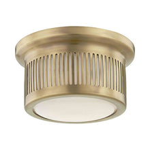 Load image into Gallery viewer, Bangor LED Flush Mount Ceiling Light in Aged Brass.