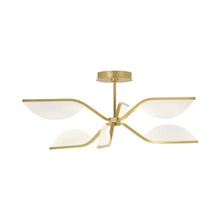 Load image into Gallery viewer, Belterra LED Semi Flush Ceiling Light in Natural Brass.