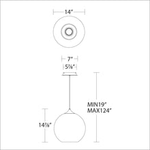 Load image into Gallery viewer, Bistro LED Pendant Light - line drawing.