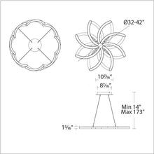 Load image into Gallery viewer, Bloom LED Chandelier - line drawing.