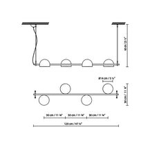 Load image into Gallery viewer, Bowee SH4 LED Linear Pendant Light - line drawing.