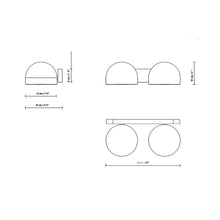 Load image into Gallery viewer, Bowee W LED Wall Light - line drawing.