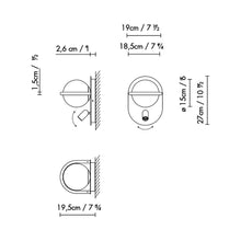 Load image into Gallery viewer, C_Ball W Wall Light - line drawing.