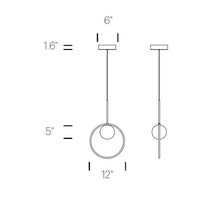 Load image into Gallery viewer, Bola Halo LED Pendant Light - line drawing.