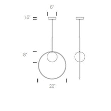 Load image into Gallery viewer, Bola Halo LED Pendant Light - line drawing.