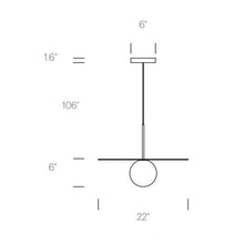 Load image into Gallery viewer, Bola LED Disc Pendant Light - line drawing.