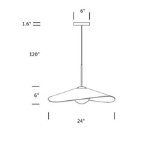 Load image into Gallery viewer, Bola LED Felt Pendant Light - line drawing.