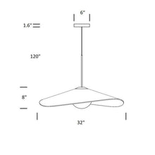 Load image into Gallery viewer, Bola LED Felt Pendant Light - line drawing.
