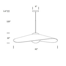 Load image into Gallery viewer, Bola LED Felt Pendant Light - line drawing.