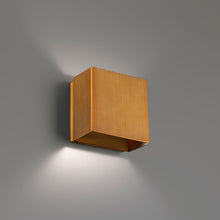 Load image into Gallery viewer, Boxi LED Wall Light in Aged Brass.