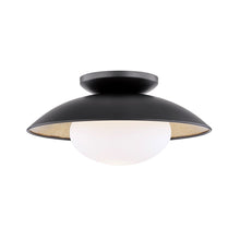 Load image into Gallery viewer, Cadence 1-Light Semi-Flush Mount Ceiling Light in Black Lustro / Gold Leaf/Medium.