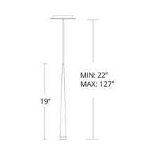 Load image into Gallery viewer, Cascade Etched Glass LED Pendant Light - line drawing.
