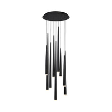 Load image into Gallery viewer, Cascade Etched Glass Round LED Chandelier in Detail.