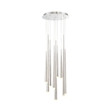 Load image into Gallery viewer, Cascade Etched Glass Round LED Chandelier in Detail.