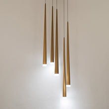 Load image into Gallery viewer, Cascade Etched Glass Round LED Chandelier in Detail.