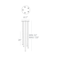 Load image into Gallery viewer, Cascade Etched Glass Round LED Chandelier - line drawing.