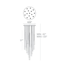 Load image into Gallery viewer, Cascade Etched Glass Round LED Chandelier - line drawing.