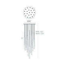 Load image into Gallery viewer, Cascade Etched Glass Round LED Chandelier - line drawing.