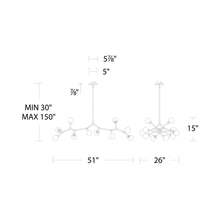 Load image into Gallery viewer, Catalyst LED Chandelier - line drawing.