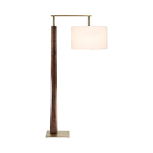 Load image into Gallery viewer, Altus Floor Lamp in Brushed Brass/Walnut/White Linen.