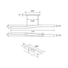 Load image into Gallery viewer, Camur LED Linear Pendant Light - line drawing.