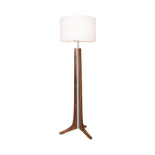Load image into Gallery viewer, Forma LED Floor Lamp in Walnut/White Linen.