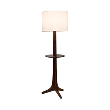 Load image into Gallery viewer, Nauta Floor Lamp in White Linen (Matching Wood Shelf with Black HPL Top Surface).