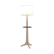 Load image into Gallery viewer, Nauta Floor Lamp in White Linen (Matching Wood Shelf with Black HPL Top Surface).