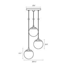 Load image into Gallery viewer, Champagne Bubbles LED Multi Light Pendant Light - line drawing.