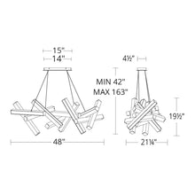 Load image into Gallery viewer, Chaos Linear LED Chandelier - line drawing.