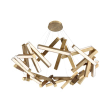 Load image into Gallery viewer, Chaos Round LED Chandelier in Brass.