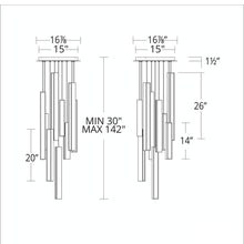Load image into Gallery viewer, Chaos LED Chandelier - line drawing.