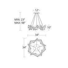 Load image into Gallery viewer, Chaos Round LED Chandelier - line drawing.