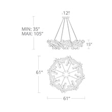 Load image into Gallery viewer, Chaos Round LED Chandelier - line drawing.