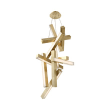 Load image into Gallery viewer, Chaos Vertical LED Chandelier in Brass.
