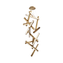 Load image into Gallery viewer, Chaos Vertical LED Chandelier in Large/Aged Brass.