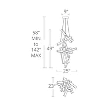 Load image into Gallery viewer, Chaos Vertical LED Chandelier - line drawing.