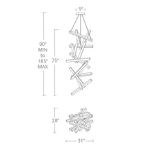 Load image into Gallery viewer, Chaos Vertical LED Chandelier - line drawing.
